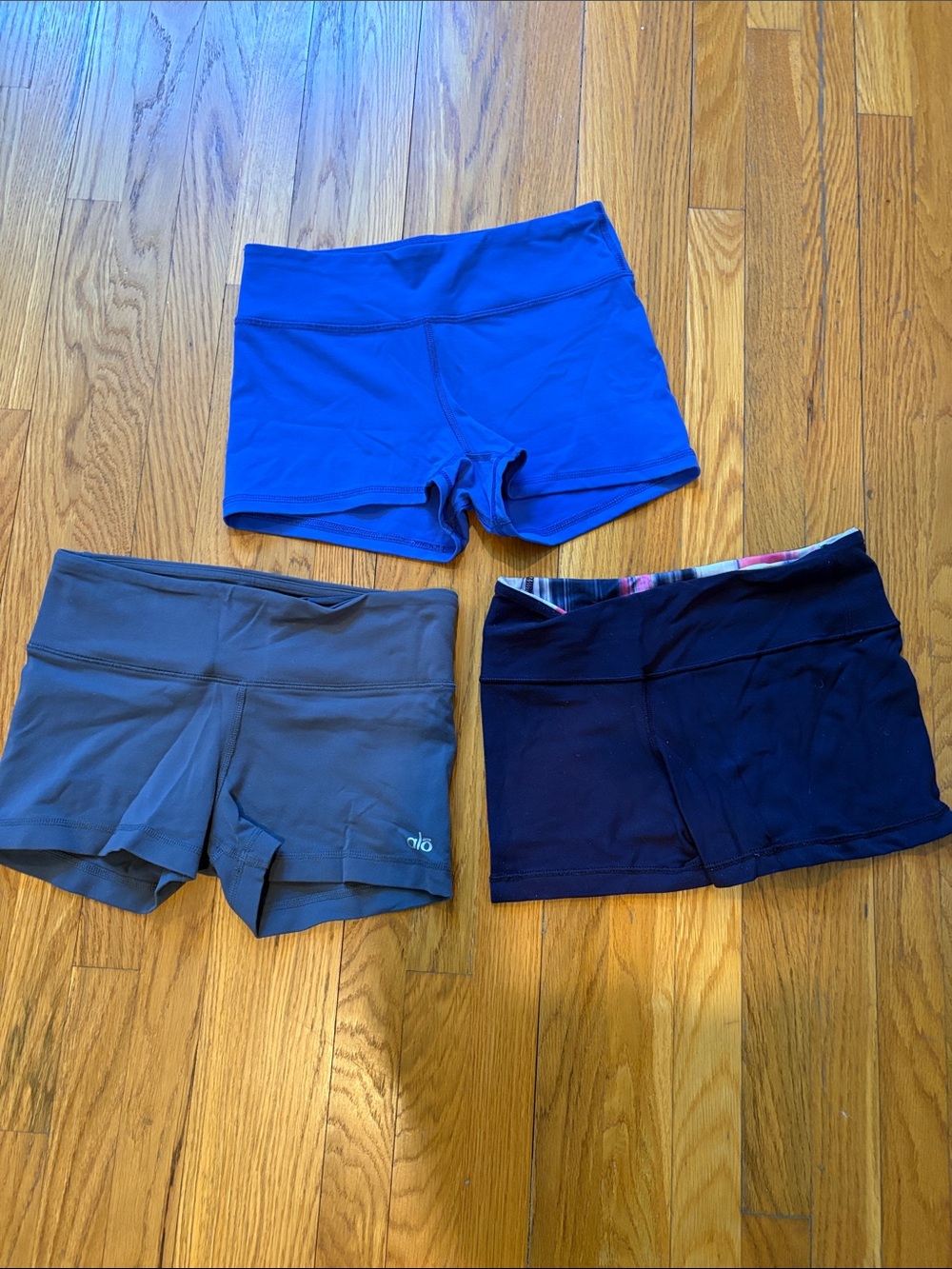 ALO/Lululemon/American Apparel Women's Athletic Shorts Trio - Blue and Gray